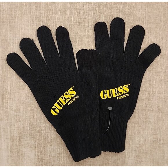 new rare GUESS ORIGINALS Los Angeles Mens Womens Winter Knit Gloves unisex size - Picture 1 of 4